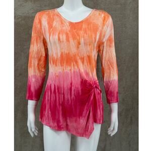 Soft Surroundings Top Womens Medium Orange Ombre Tunic Knit Modal‎ Beachy Boho
